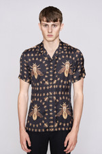 Hermano Bee Print Short Sleeve Resort Shirt / Black / BNWT / RRP £45