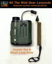 N2 The Wild Gear Lanyards Coyote & Black Coiled Paracord Bino Harness Lanyard