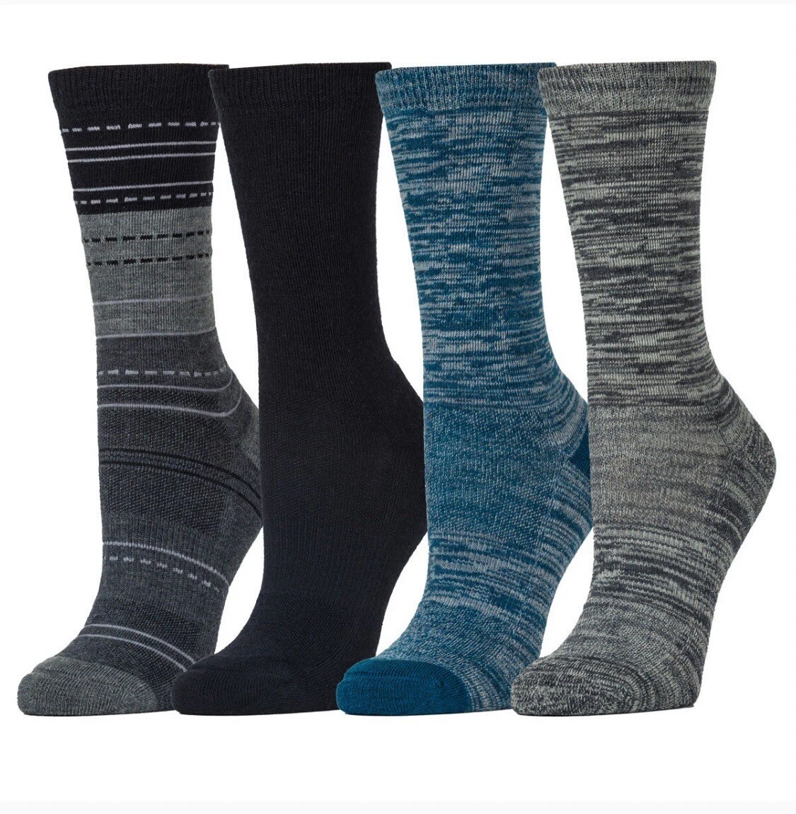 Kirkland Signature Ladies Merino Wool Blend Crew Sock 4 Pack In 3 Colours New
