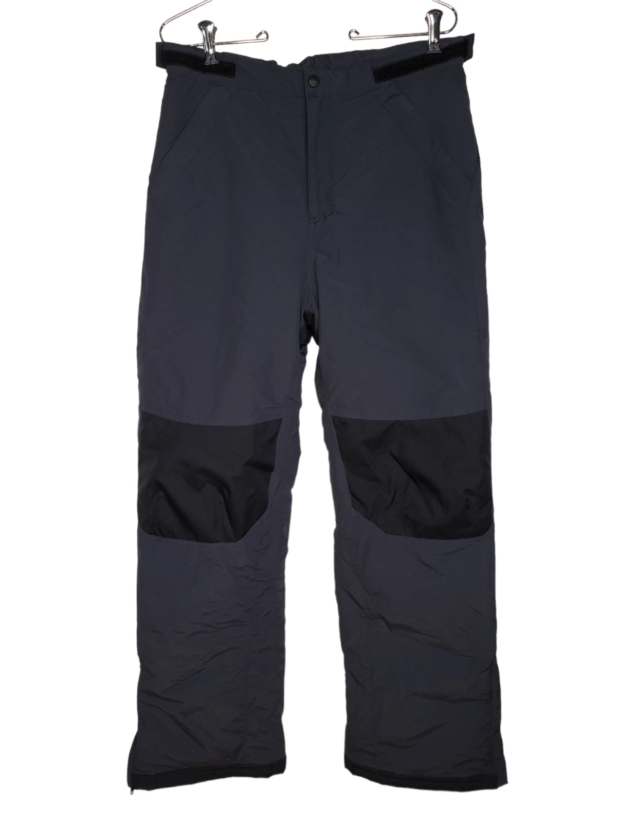 LL Bean Snow Pants Size 16 Gray Black Nylon Pockets Winter Zip Legs Insulated