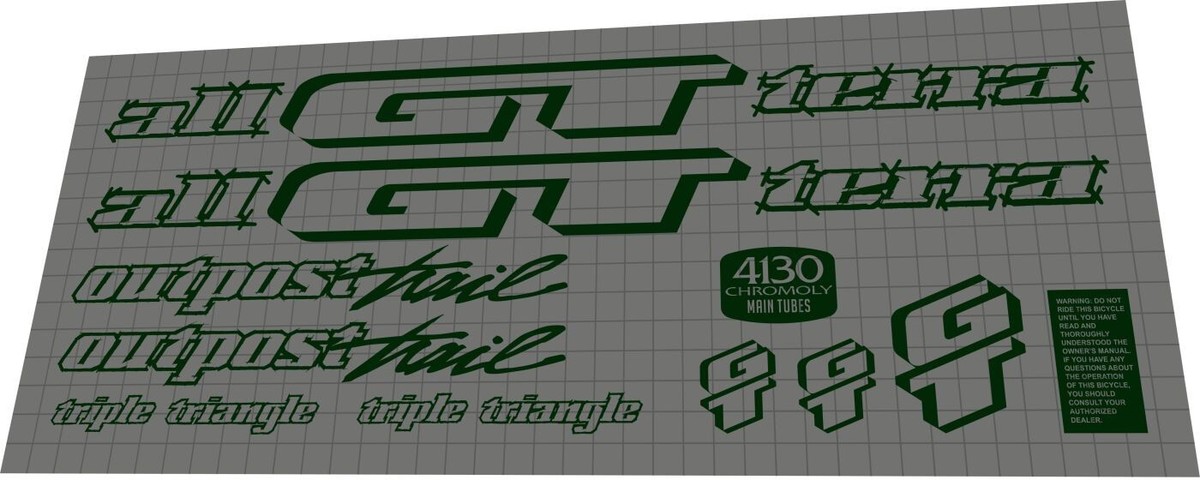 1995 GT Outpost Trail custom dark green Decal set | eBay