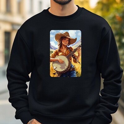Cowgirl Plays Banjo Sweatshirt Cosy and Perfect for Any Occasion S to 4XL