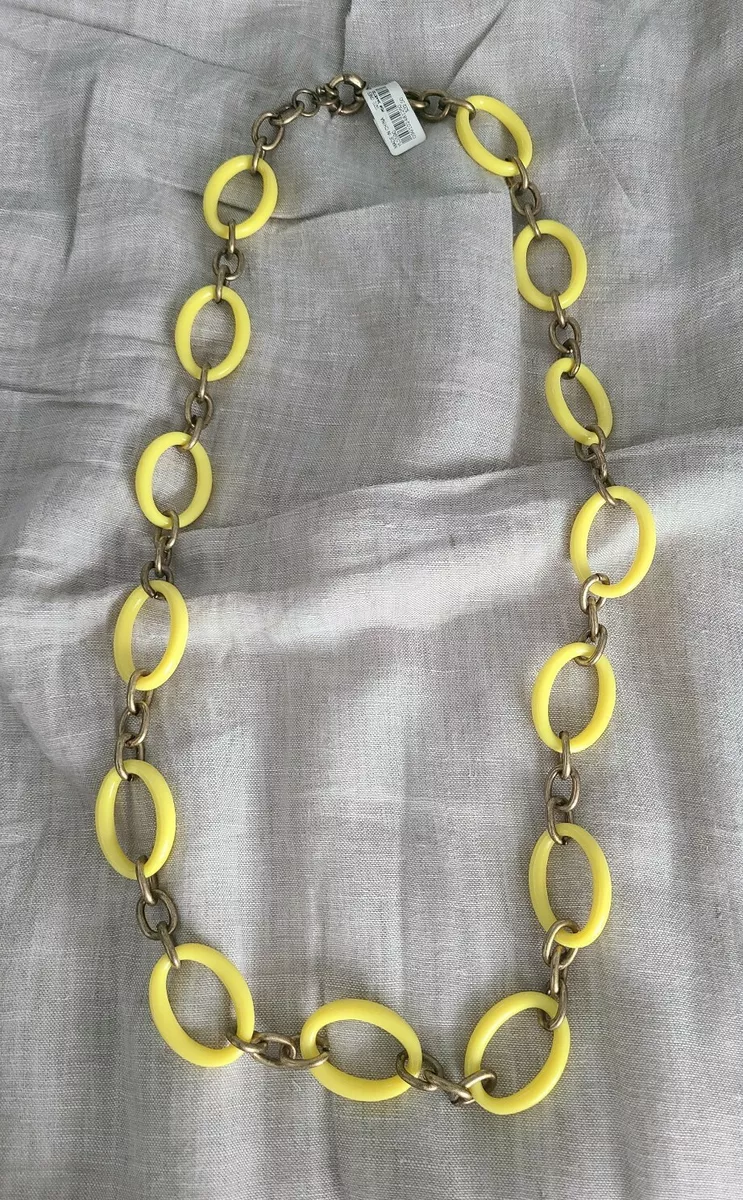 NWT J Crew Factory yellow resin oval link necklace eBay