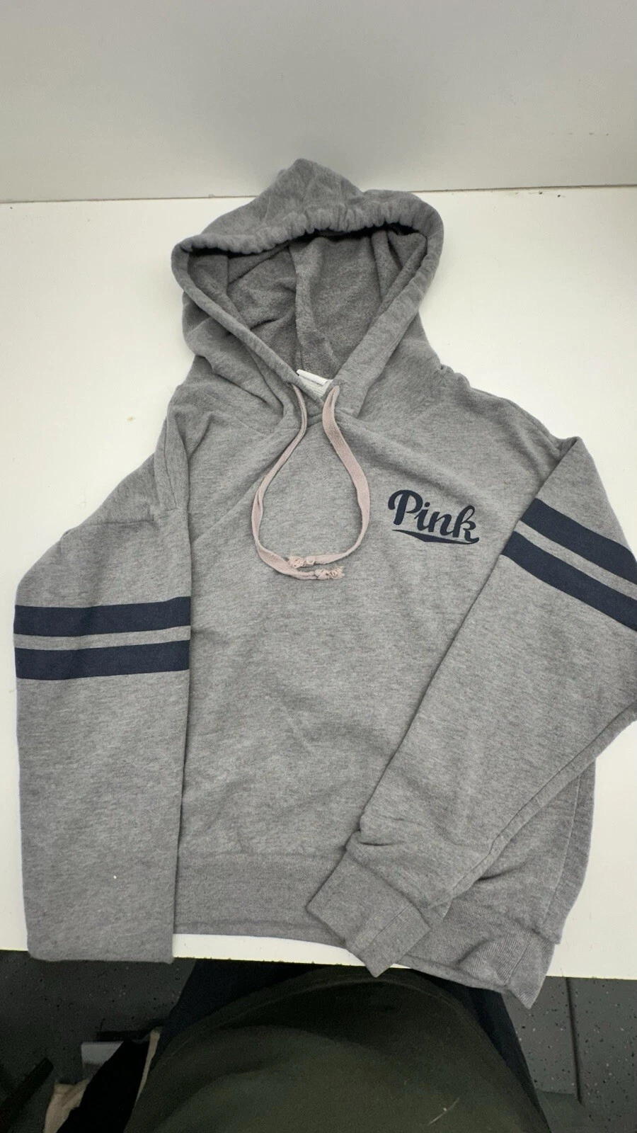 UNDERCOVER Victorias Secret ROSA Felpa con Cappuccio Donna Extra Small Grigio Pullover Leggero