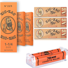 Zig-Zag French Orange Kit: 3 Booklets 1 1/4 Papers  Tips  78mm Roller