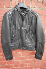 Mint Velvet Black Leather Biker Jacket Size Uk 8