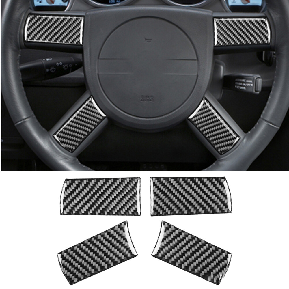 4pcs Carbon Fiber Steering Wheel Sticker Trim For Chrysler 300 200507 eBay