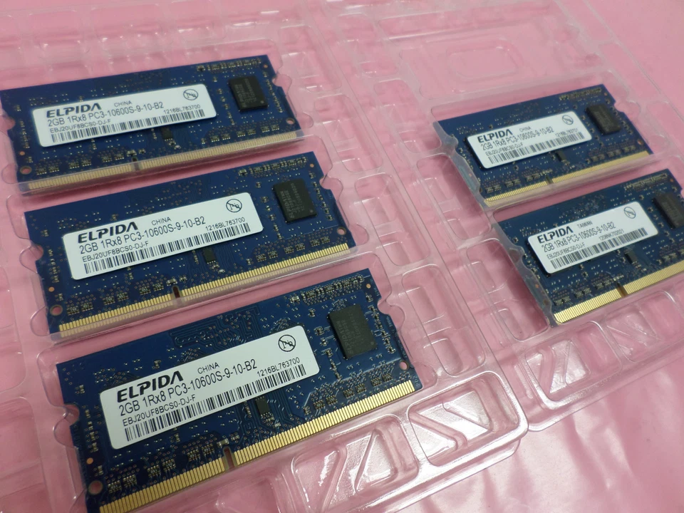 5 x Elpida 2GB 1Rx8 PC3 PC3-10600S DDR3 Laptop RAM Memory EBJ20UF8BCU0-DJ-F - Image 2 of 4