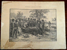LITHOGRAPH WOODBLOCK HISTORICAL SKETCH VICTORIA BATMAN TREATY WITH ABORIGINALS