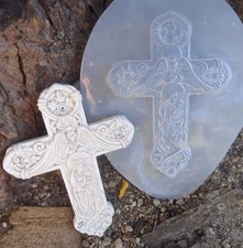 Cross mold 5" x 3.5" x 1/4" thick poly plastic resin plaster cement cast 100's