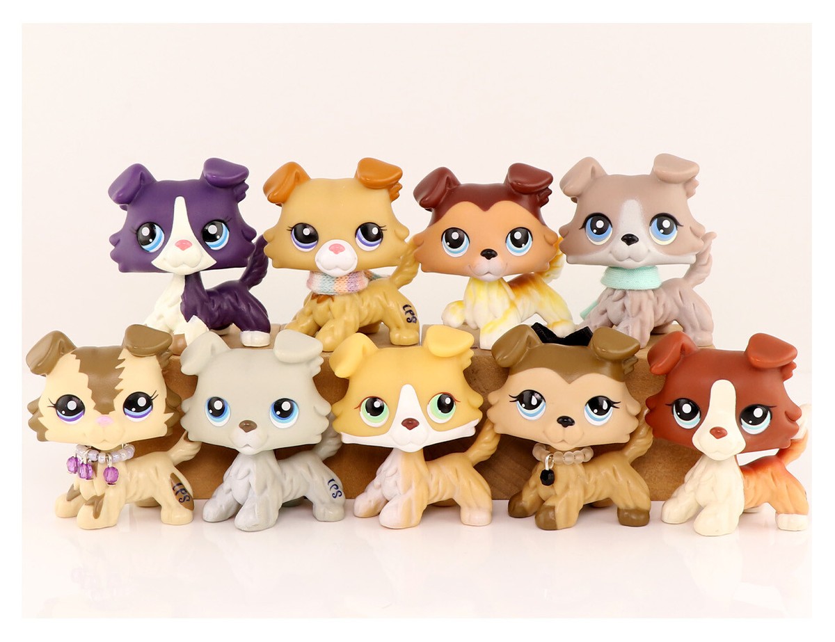 9PCS Pet Shop LPS Collie Dog Collectable Kids Gift Rare lps