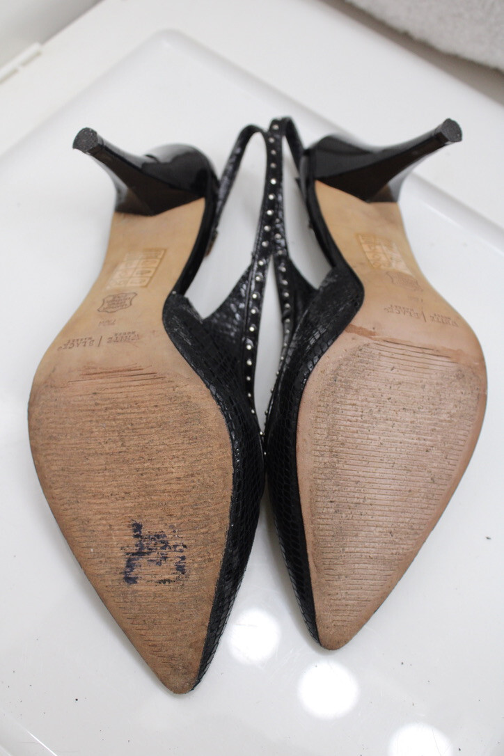 Women's Black Python Leather /Silver studded 7 1/… - image 11