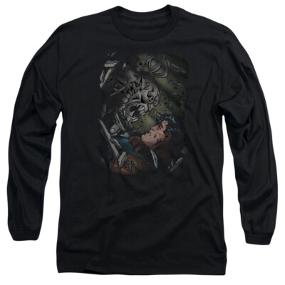 SUPERMAN EPIC BATTLE Licensed Men's Long Sleeve Graphic Tee Shirt SM-3XL 