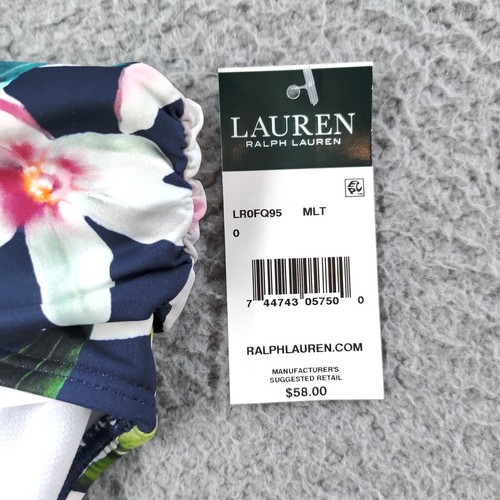 Lauren Ralph Lauren Bikini Set Womens Sz 0 Navy Tropical Print Swimwear NEW NWT - Picture 9 of 16