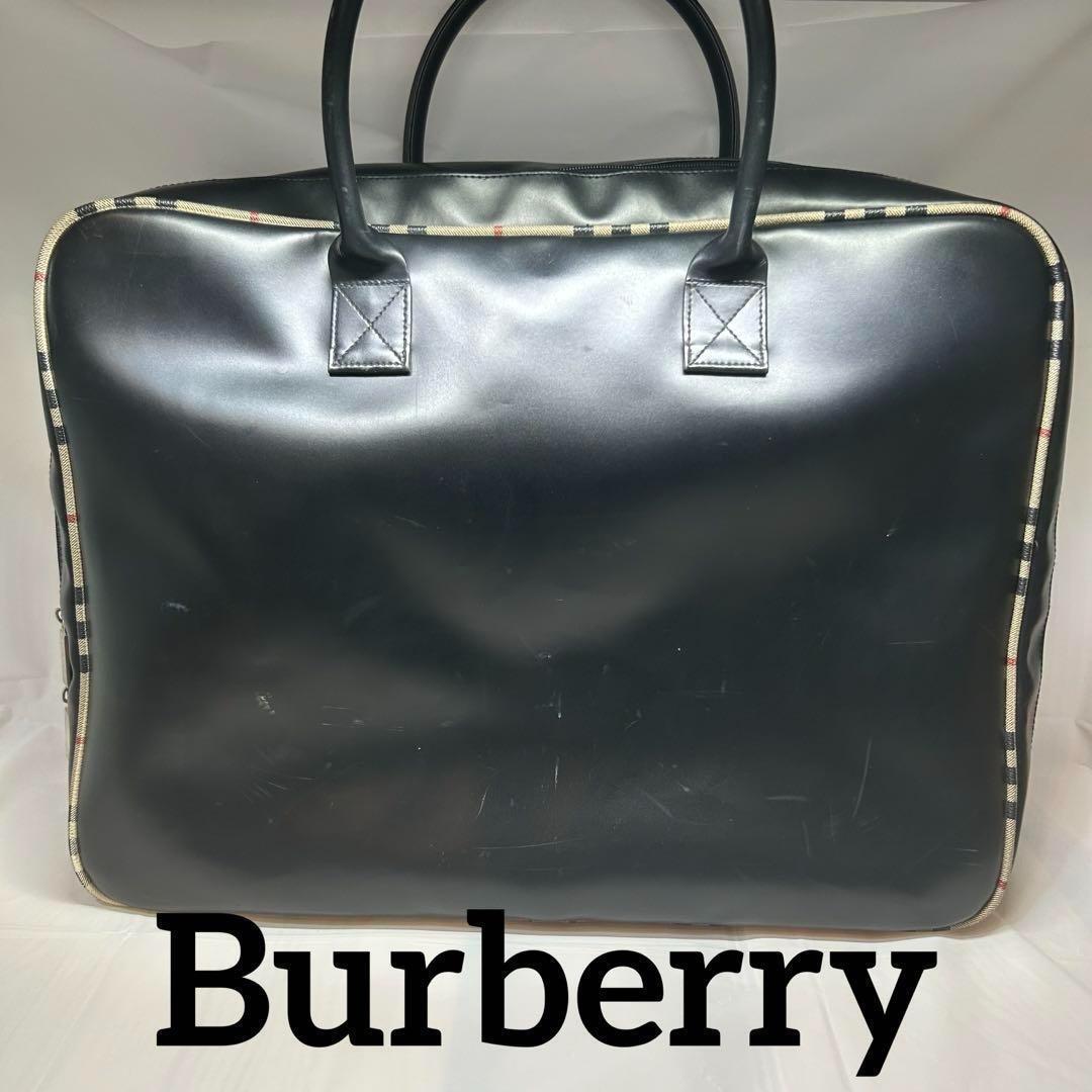 Burberry Nova Check Leather Hand Black Boston