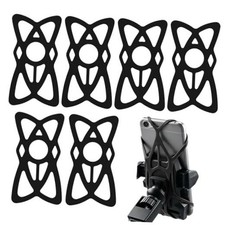 6PCS Motorcycle Phone Mount Tether, Bicycle Bracket Mobile Phone Silicone Black