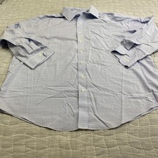 Brooks Brothers Shirt Mens 18 34/35 Blue Check Non Iron Long Sleeve Dress