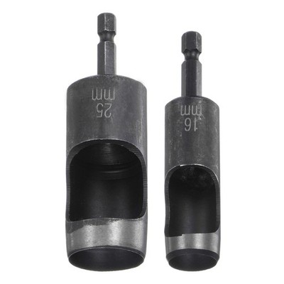 2pcs 16mm, 25mm Leather Cable Hole Punch with 1/4'' Hex Shank