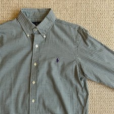 Ralph Lauren Men s Long Sleeve Button Down Shirt Gingham Plaid Green - Size S