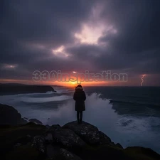 Digital Image Picture Photo Wallpaper Background Desktop Woman Wave Sunset #A539