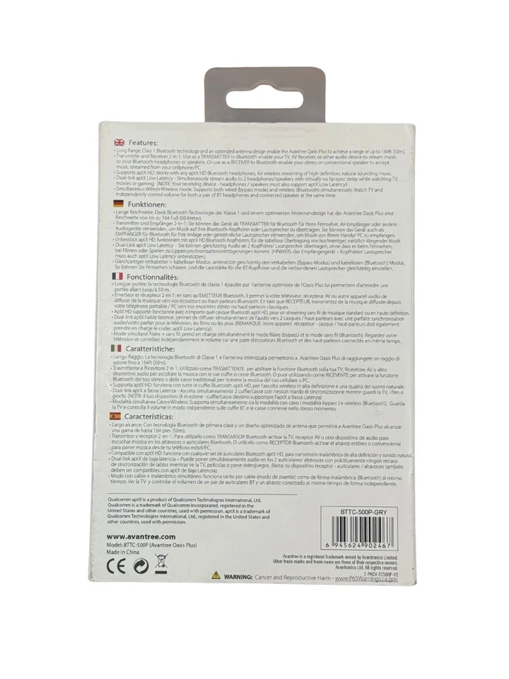 Avantree Oasis Plus Long Range Wireless Audio Transceiver aptX HD BTTC-500P - Image 2 of 2