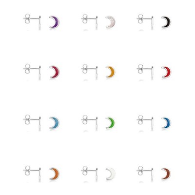 .925 Sterling Silber individuelle Emaille Mond Ohrstecker