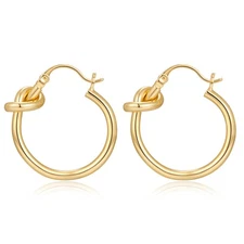 Knot Hoop Earrings for Women 18K Gold Plated Chunky Hoop Earrings Statement V...