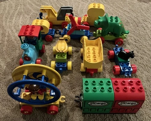 LEGO Duplo Assorted Train Car Lot Of 11 Some Vintage