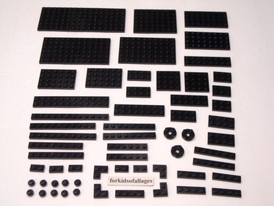 Lego Black Plate Assortment 6x16, 6x12, 6x10, 6x8, 2x12 Stud Sizes Round Corner+
