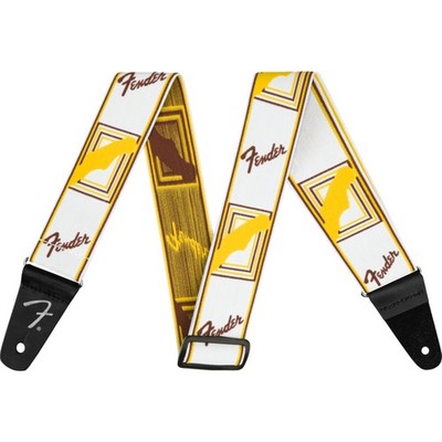 Fender WeighLess Monogram Strap White/Brown/Yellow