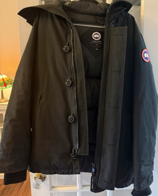 Canada Goose Hooded Down Parka Jacket Black Mid-Length Men's Size M