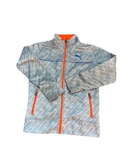 Puma Jacket Boys Small Red Orange Gray Outdoor Track Zip Up 26