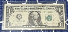 1981 $1 One Dollar Bill Frn Note Minor Offset Printing Back To Front Error Crisp