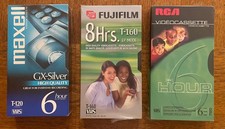 3 blank VHS tapes - sealed. Two T-120. One T-160. Fuji. Maxell. RCA.