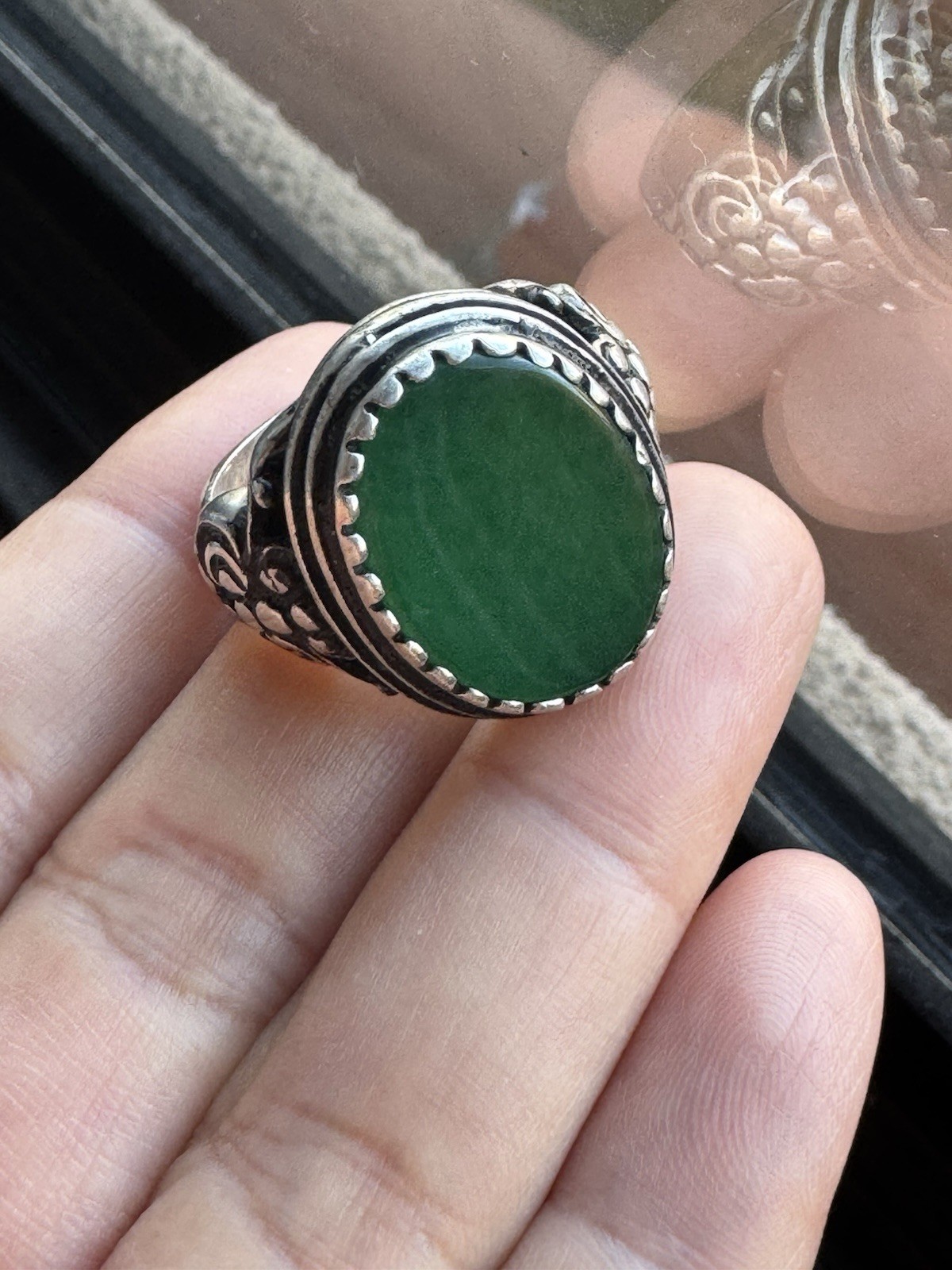 Modern Solid 925 Sterling Silver Gemstone Oval Gr… - image 4