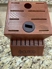 Cutco 18 Slot Knife Block  Wood MUST SEE!