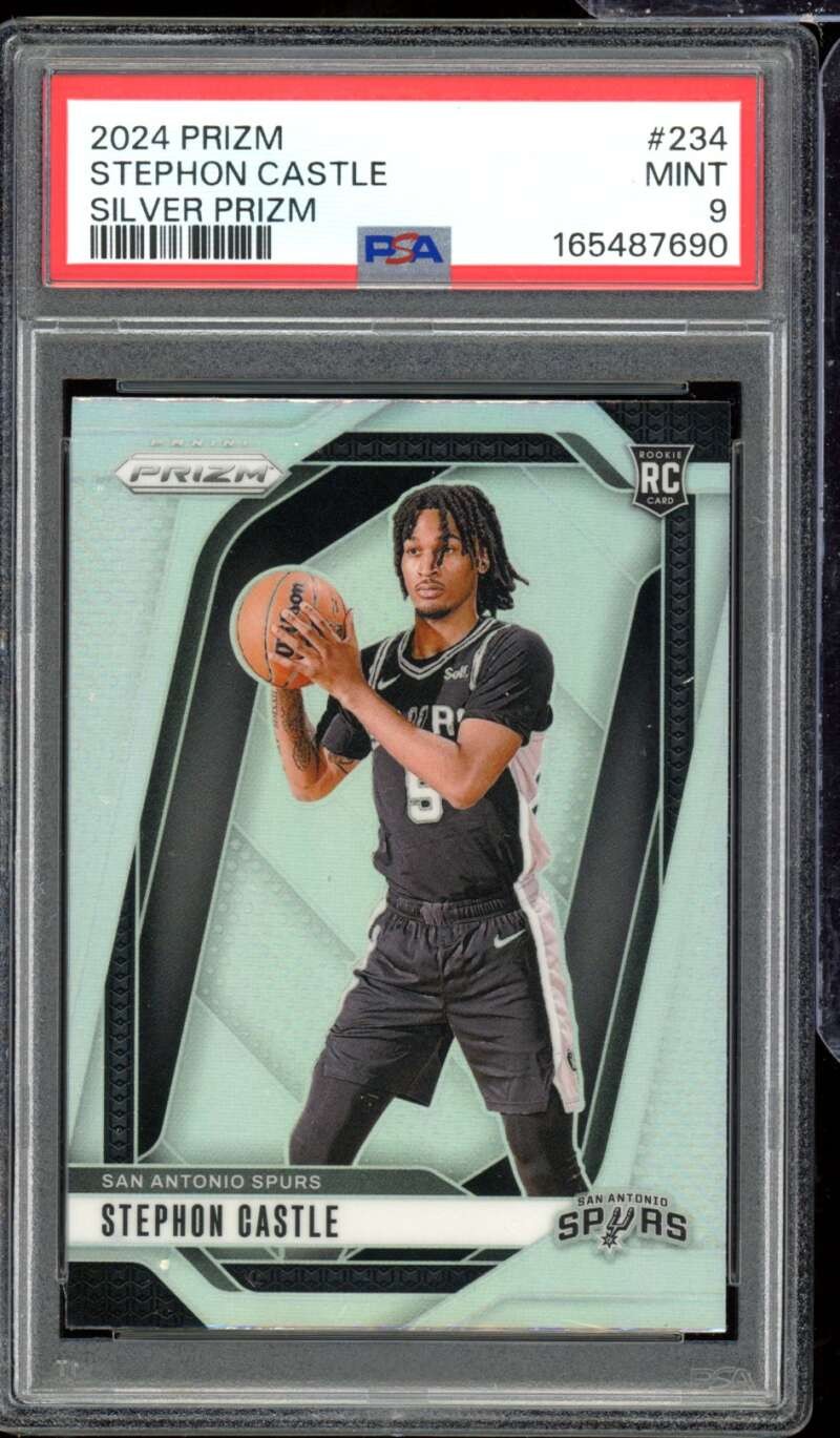 Stephon Castle Rookie Card 2024-25 Prizm Silver #234 PSA 9
