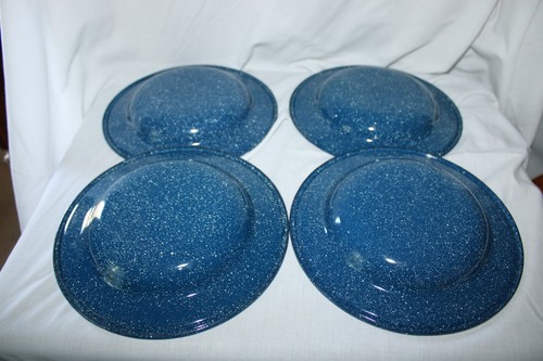 12 pc. Blue Speckle Enamel Camping Dishes, Bowls Set - Picture 7 of 7
