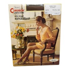 Vintage Sears Cling-alon Pantyhose Ultra Sheer Average Sandstone Sandalfoot