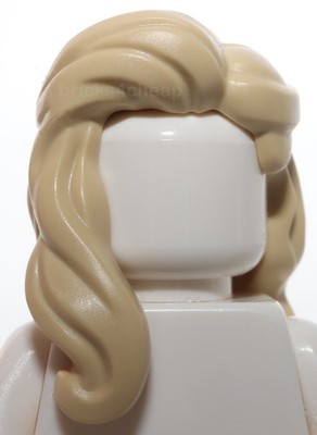 Lego Tan Mini Doll Hair Female Long, Parted on Left Lock over Right Shoulder