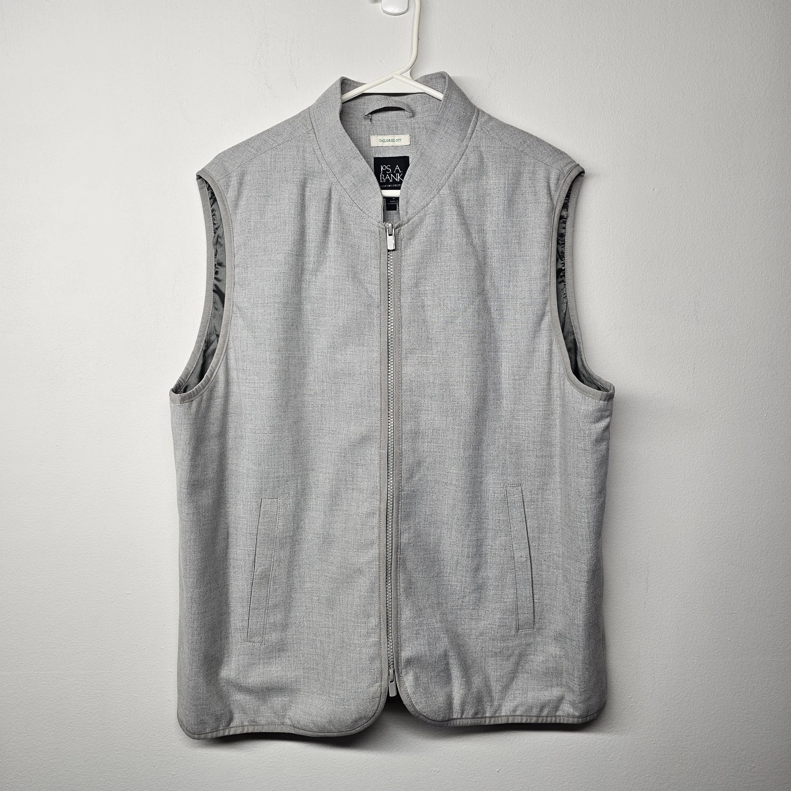 Jos A Bank Mens Large Vest Comfort Stretch Tailored Fit Sleeveless Preppy Pocket
