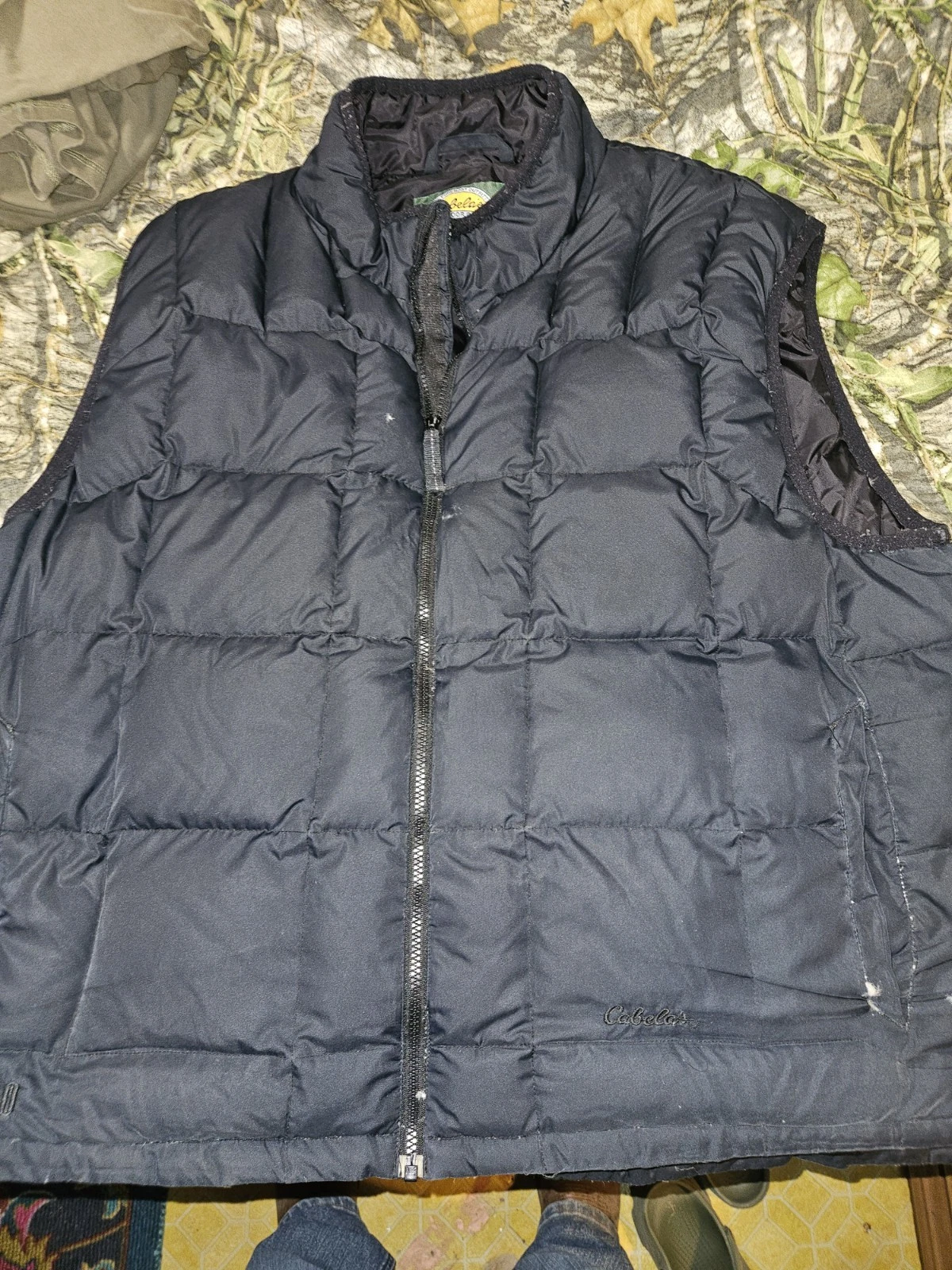 Vintage Cabelas Vest Mens XXL Blue Goose Down Full Zip