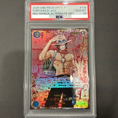 PSA 10 Ace Manga Alt Art Red OP13-119 Carrying on His Will ONE