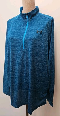 Brandneu mit Etikett Under Armour Herren Größe XL blau meliert UA Tech 2.0 1/2 Reißverschluss Schicht L/S Oberteil T-Shirt
