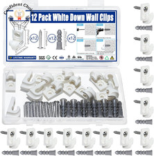 12 Pack White down Wall Clip Closet Shelves Clips Wire Shelf Loop Clips Plastic