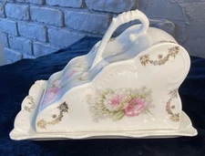 Covered Wedge Cheese Dish Cloche w Underplate Rudolph Wachter Marked RW Bavaria
