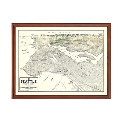 Old Map of Seattle, WA 1925 - Vintage Seattle Washington Art
