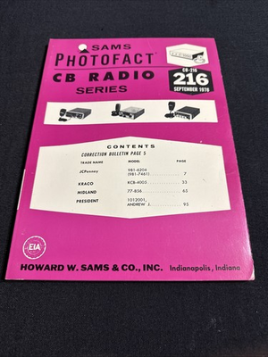 #ad SAMS Photofact CB Radio Series Manual CB 216 September 1978 $7.99