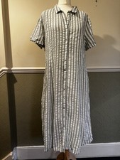 Striped Cotton Shirt Dress M