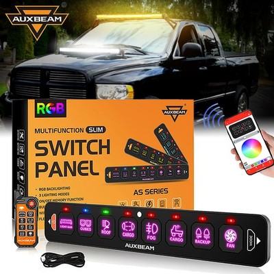 AUXBEAM 8 Gang RGB Switch Panel Remote Control Automatic Dimmable for Dodge Ram